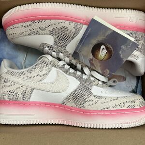 Nike Air Force 1 Shoes Womens 9 White Pink Snakeskin Low AF1 Gradient Sneakers